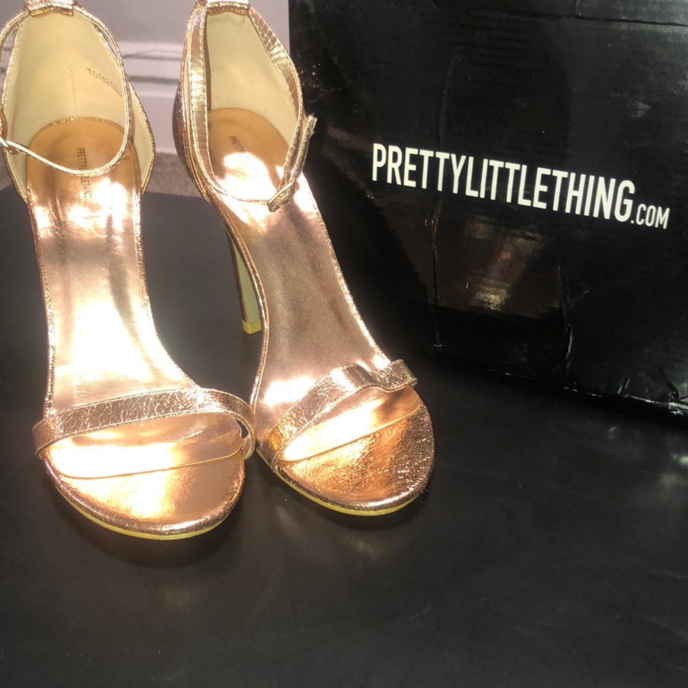 Pretty Little Thing Rose Gold Crinkle Shoe
